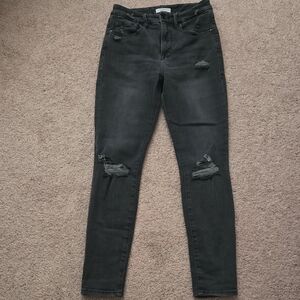 Good American Black Ripped Skinny Jeans